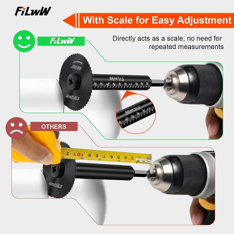 FWW Inside Pipe Cutter,6 pcs Saw Tooth Blades with 3 Inch Scale 1/4" Hex Shank, Cutter Tool Set for PVC, Plastic, Board, Copper, Aluminum - Image 3